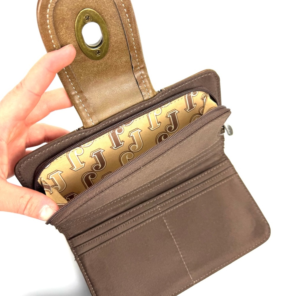 Justin Women's Leather Wallet Burnished Brown Twist Lock Closure Ladies Western - Picture 5 of 7